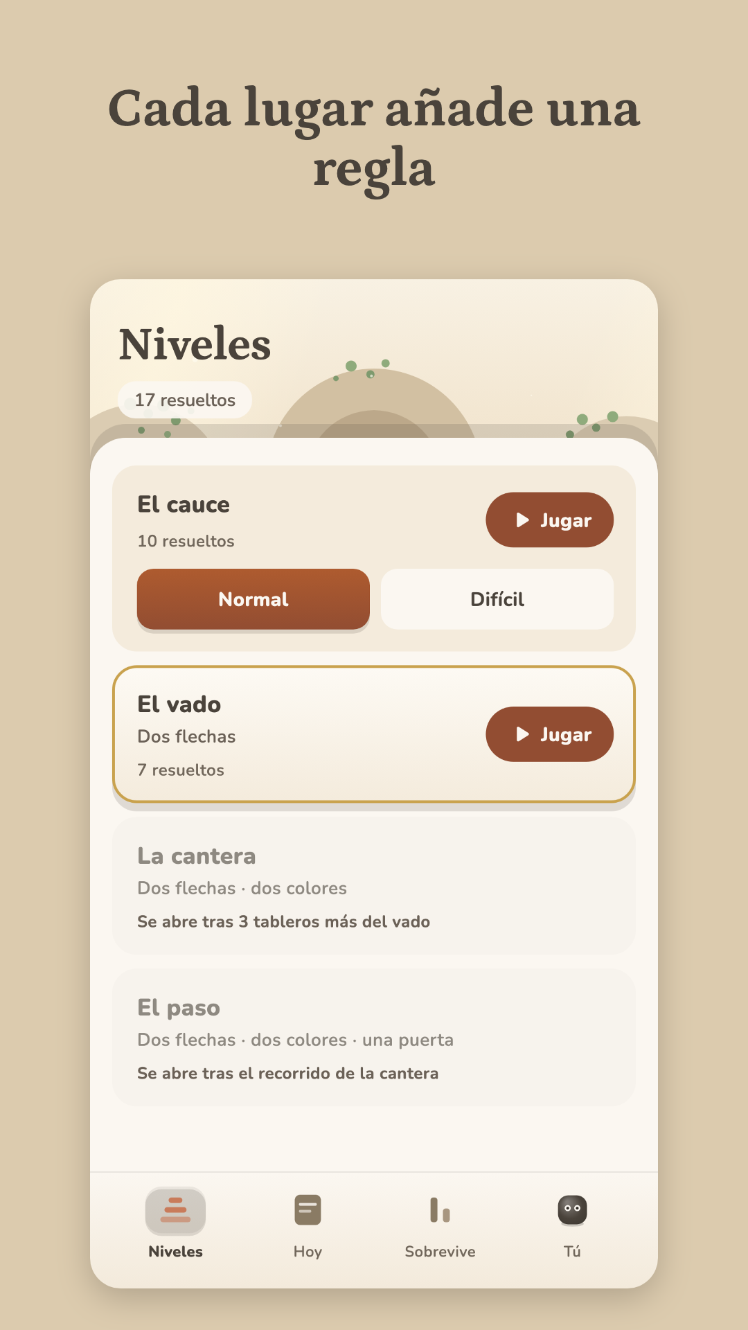 Cada lugar añade una regla
