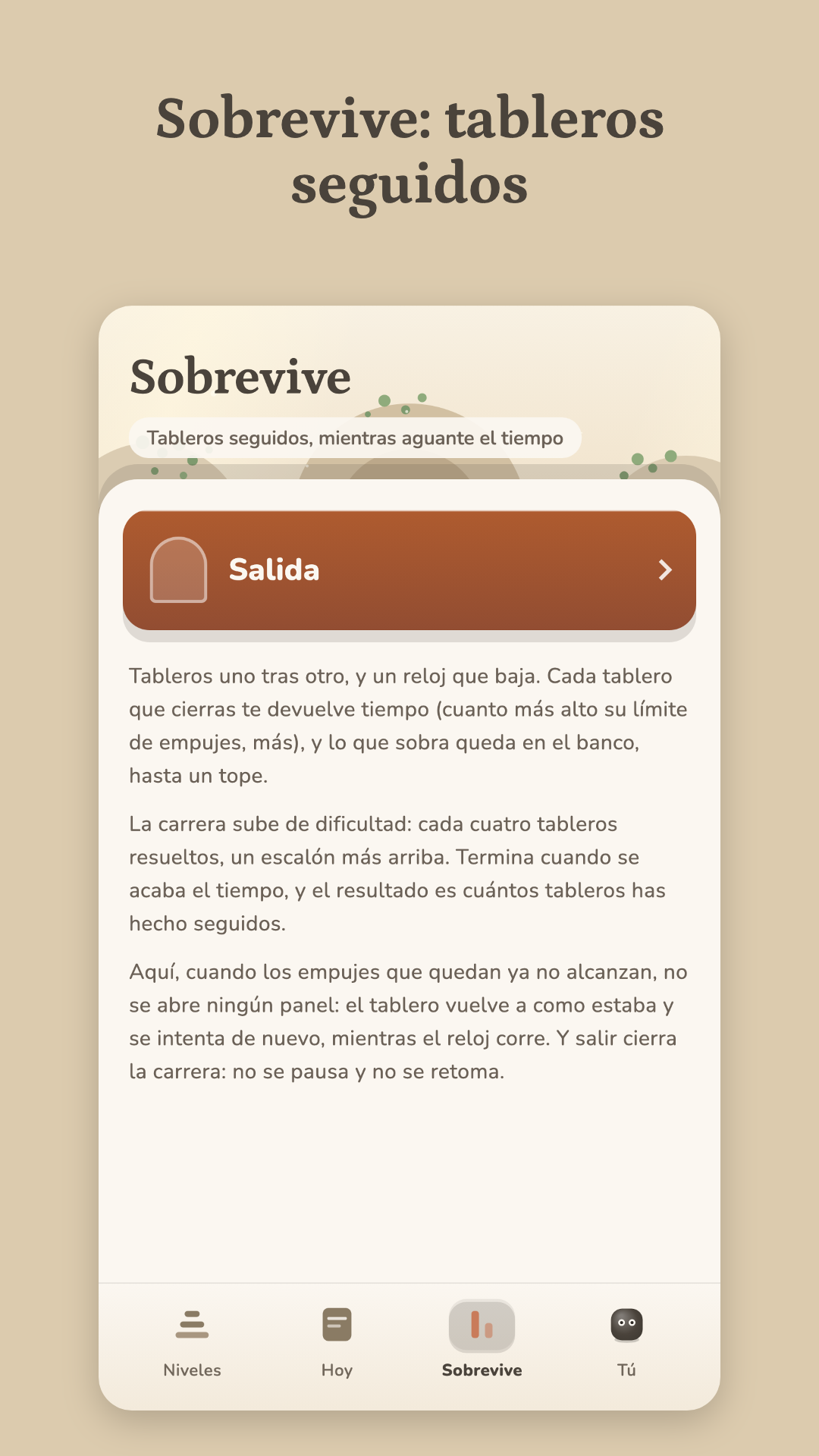 Sobrevive: tableros seguidos