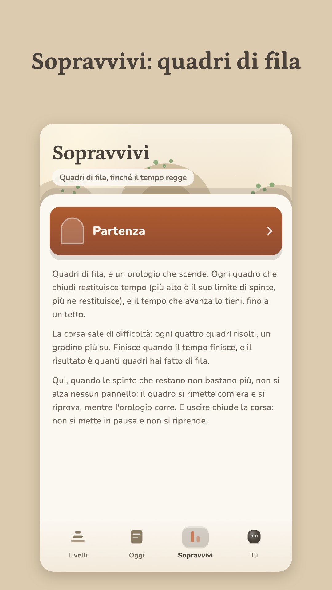 Sopravvivi: quadri di fila