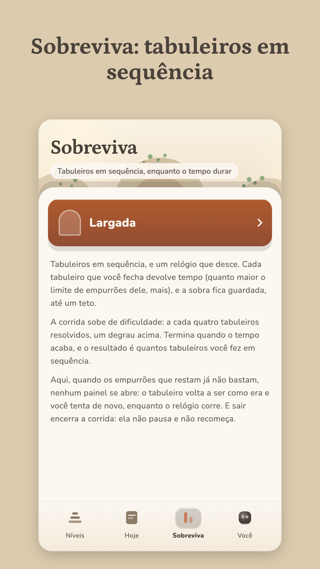 Sobreviva: tabuleiros em sequência